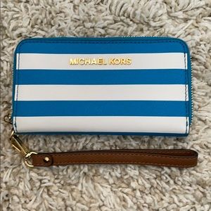 Michael Kors Zipper Wallet Wristlet Blue White